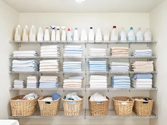 Laundry shelf organization