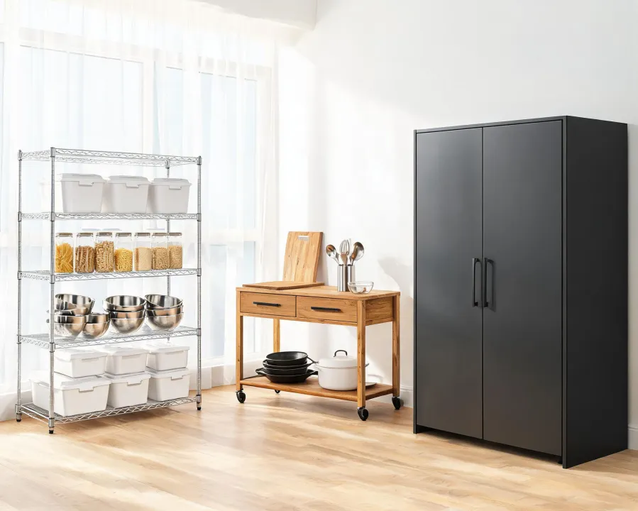 Seville Classics storage systems arranged by finish